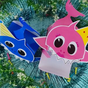 baby birthday shark goodie box printable template – cute party favor box – diy instant download 🦈💙
