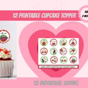 valentine’s day cupcake toppers – printable digital download