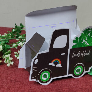 st patricks day mini truck favor box template, lucky truck treat box printable, candy gift box pdf download