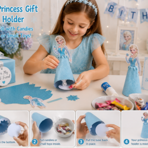 Frozen Princess Elsa Doll Shape Goodie Container Template | Elsa Birthday Party Favor Box | Printable DIY Treat Box