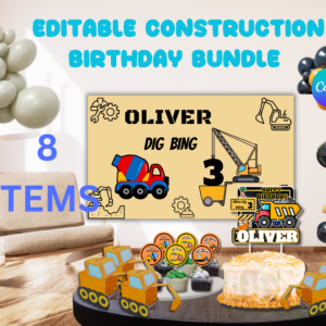 editable construction birthday bundle | digger party decor