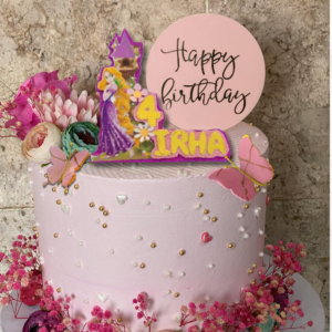 personalized rapunzel cake topper with name & age | princess birthday cake topper | free three 3d butterflies