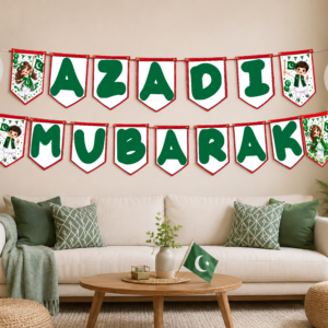 Azadi Mubarak Pull Flag Banner – Pakistan Independence Day Printable